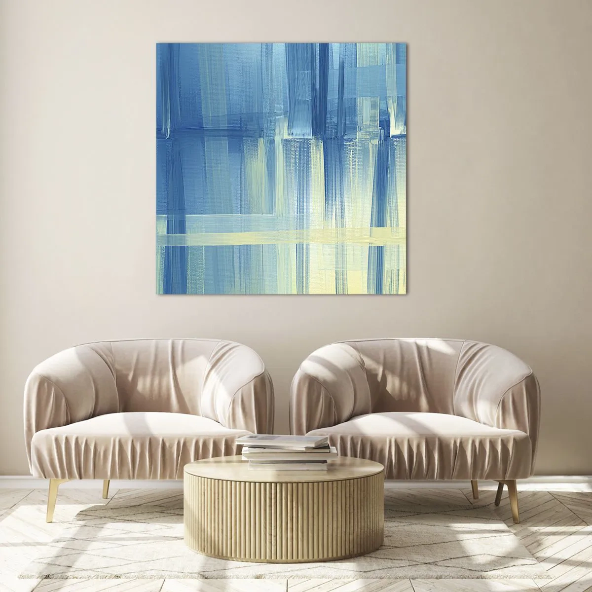 Tablou pe sticlă - Compoziție în turcoaz - 70x70 cm