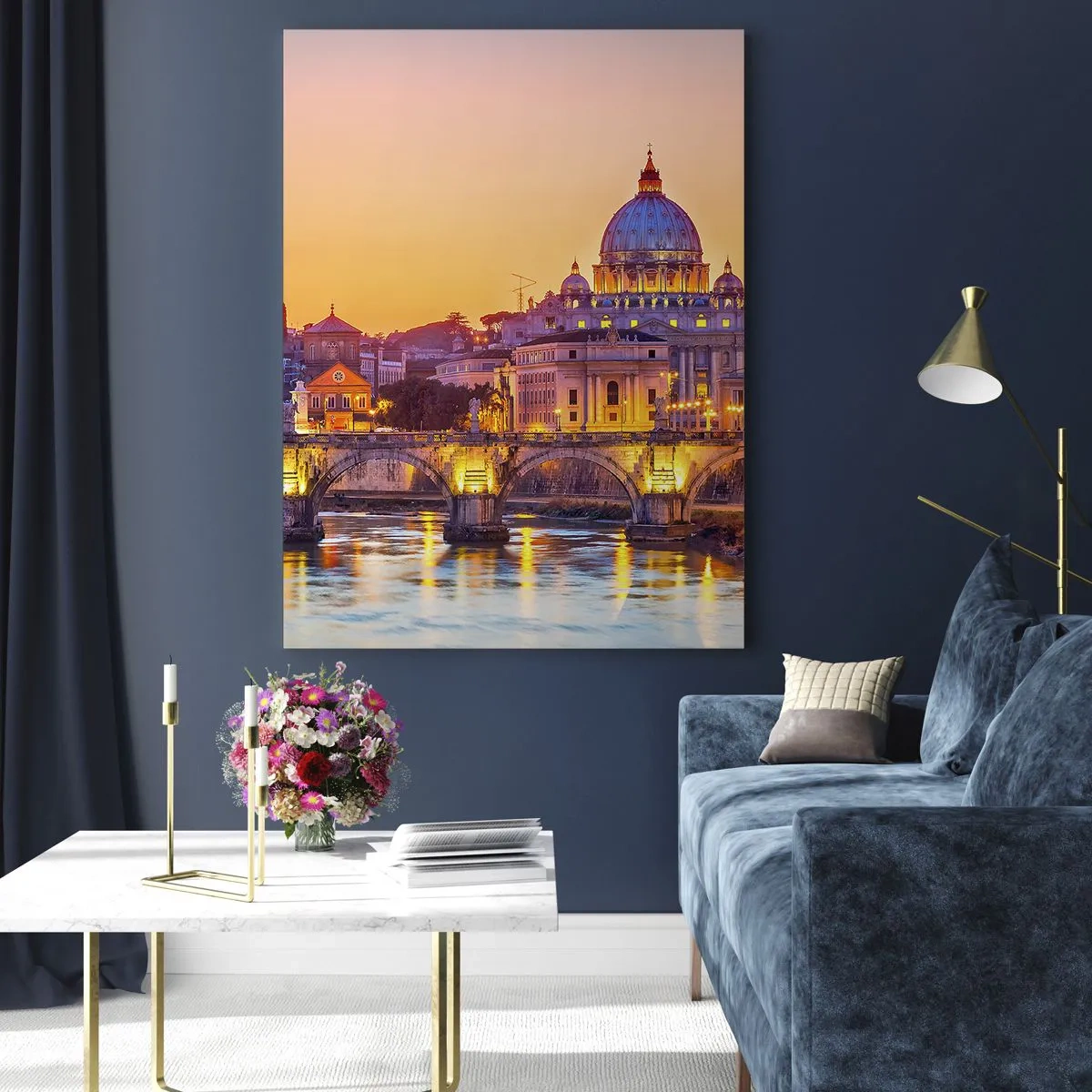 Tablou pe sticlă - Amurg deasupra Orașului Etern - 50x70 cm