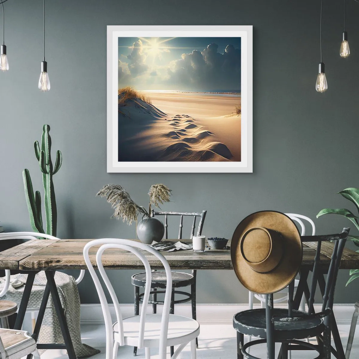 Poster în ramă albă - Peisaj liniștitor - 60x60 cm