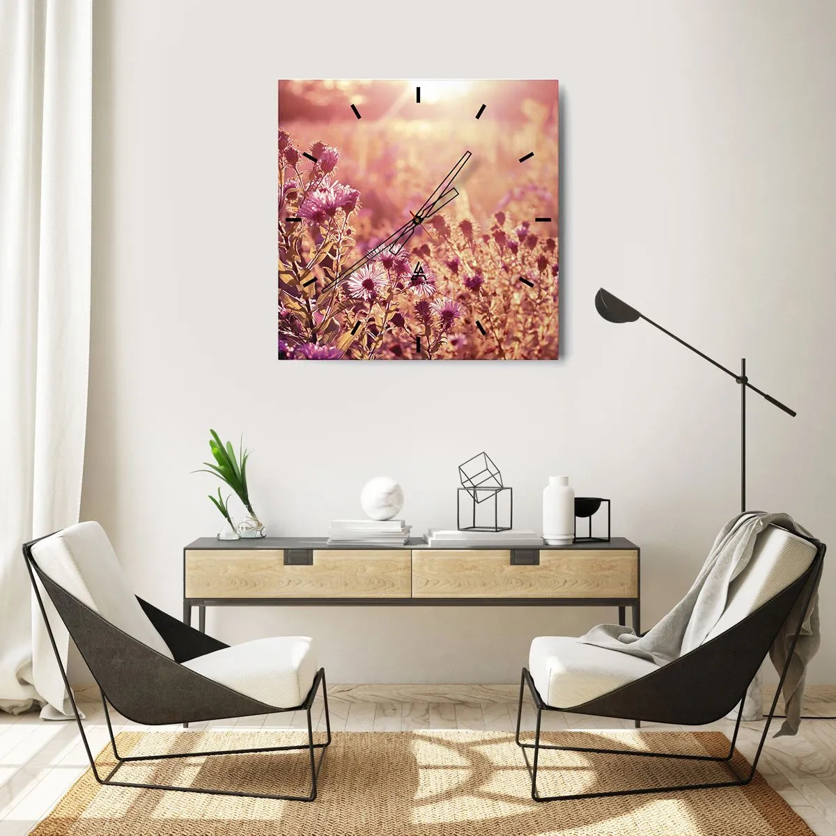 Ceas de perete - Ceas pe sticlă - Înainte ca vara să plece - 40x40 cm