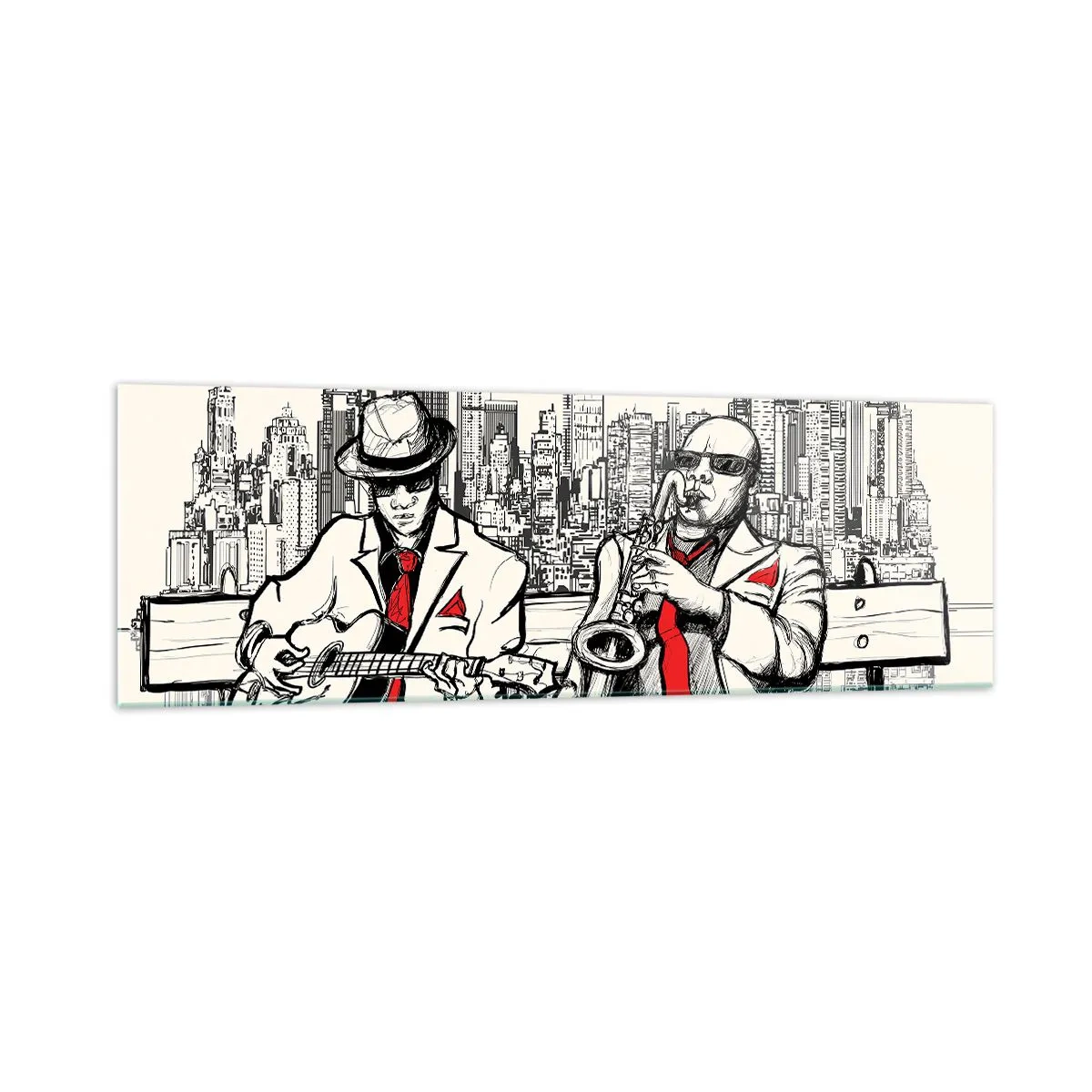 Tablou pe sticlă - Improvizație la New York - 160x50 cm