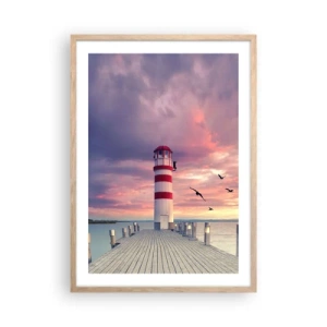 Poster în ramă de stejar deschis - Să ne întoarcem în port - 50x70 cm