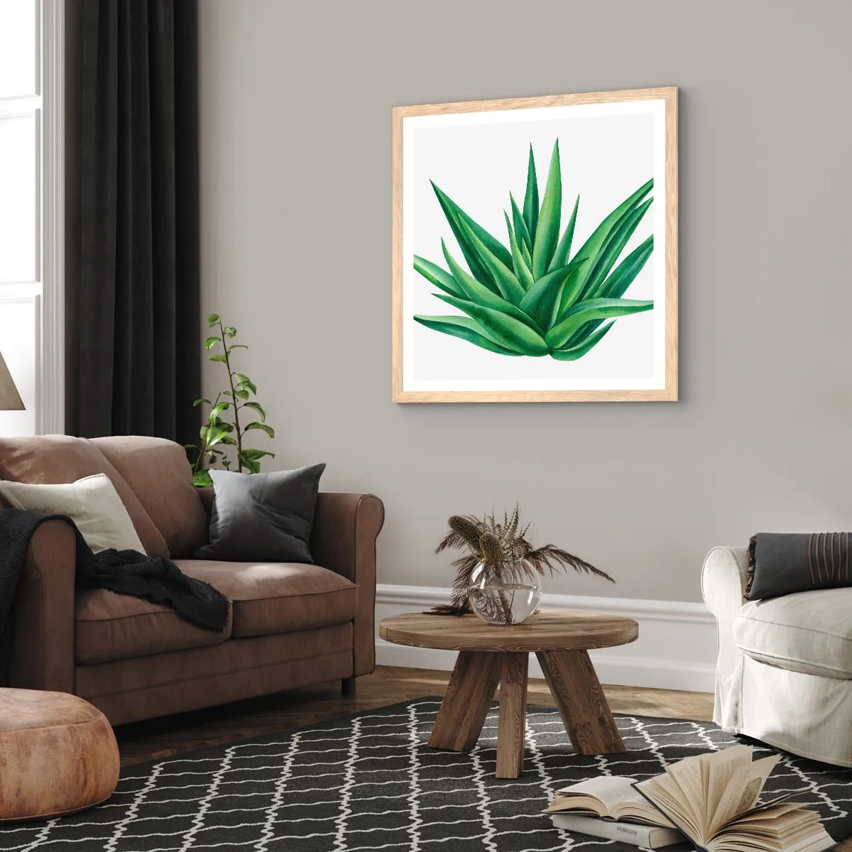 Poster în ramă de stejar deschis - Verde - putere - viață - 40x40 cm