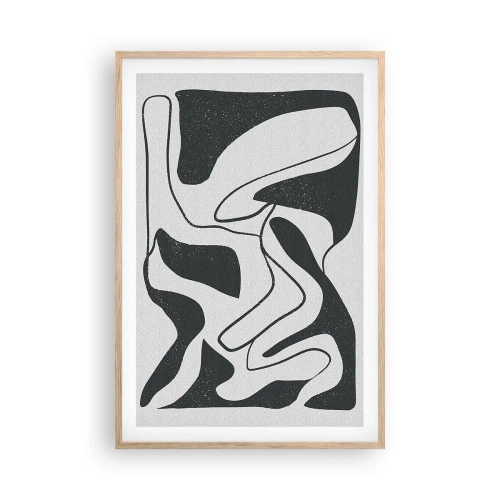 Poster în ramă de stejar deschis - Distracție abstractă în labirint - 61x91 cm