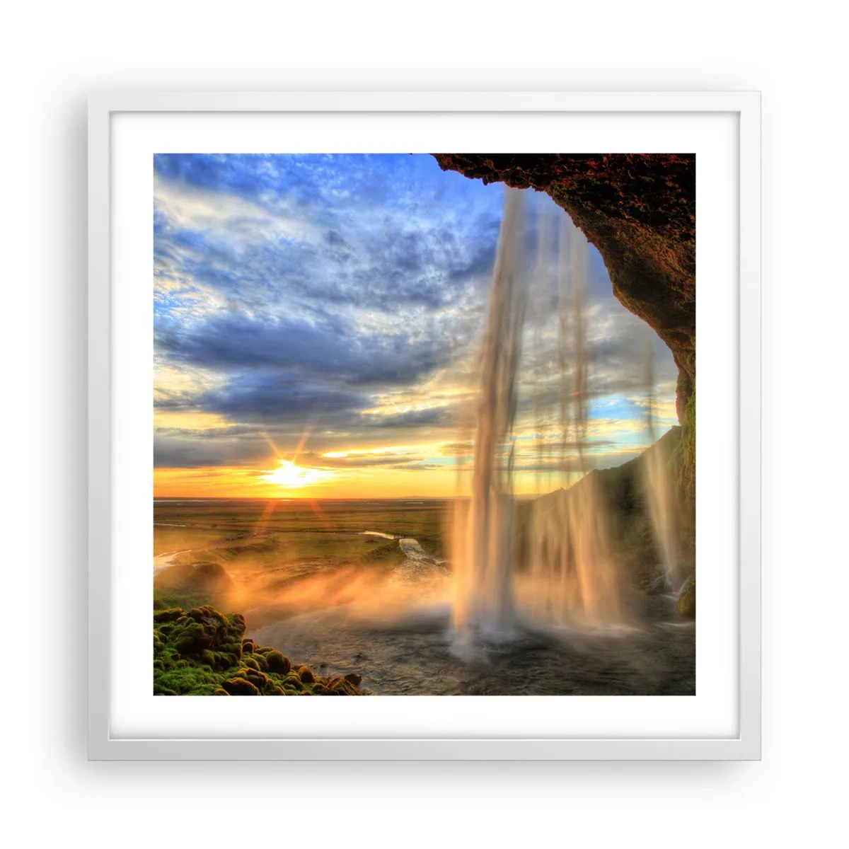 Poster în ramă albă - Lumea din spatele vălului de picături - 50x50 cm