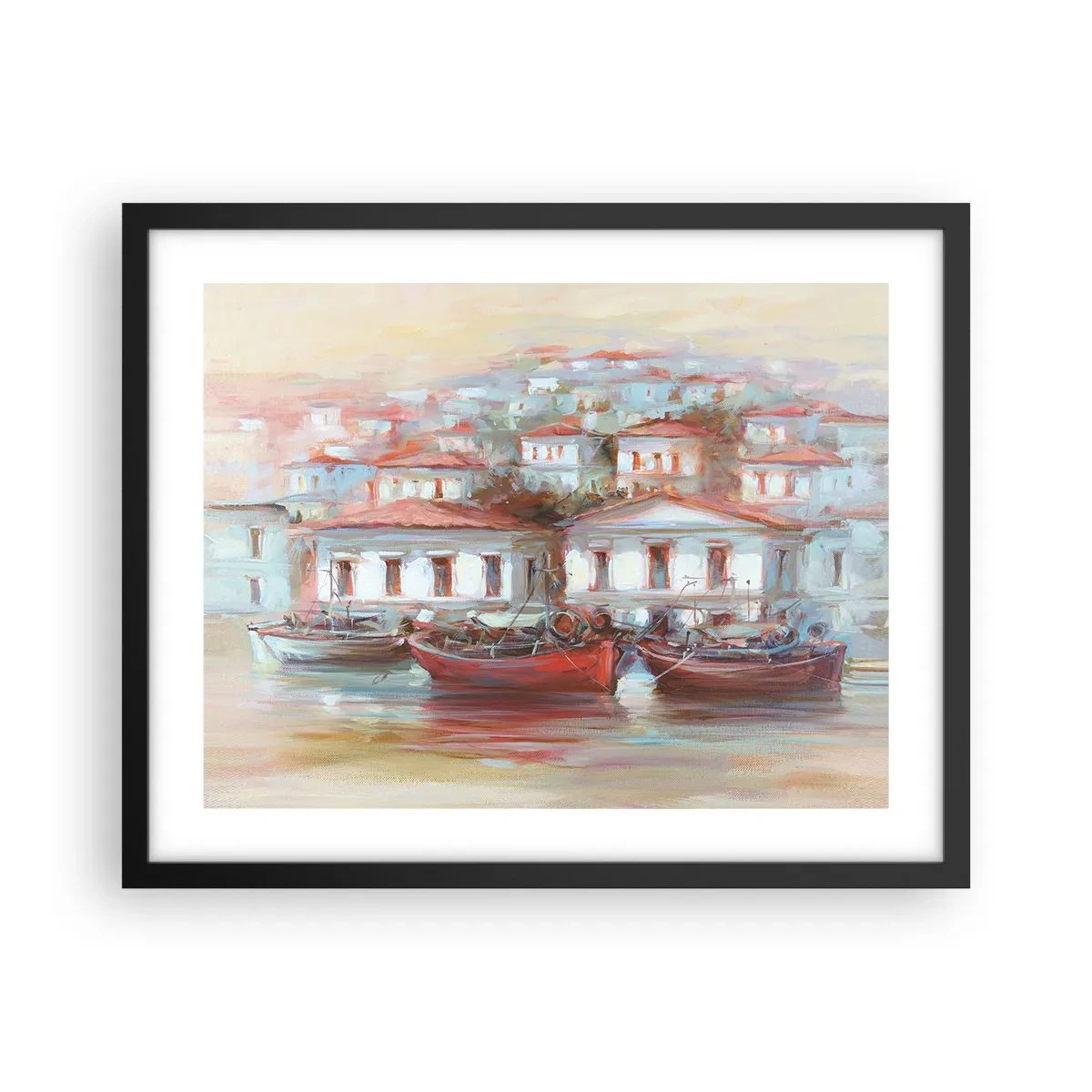 Poster în ramă neagră - Orășel fericit - 50x40 cm