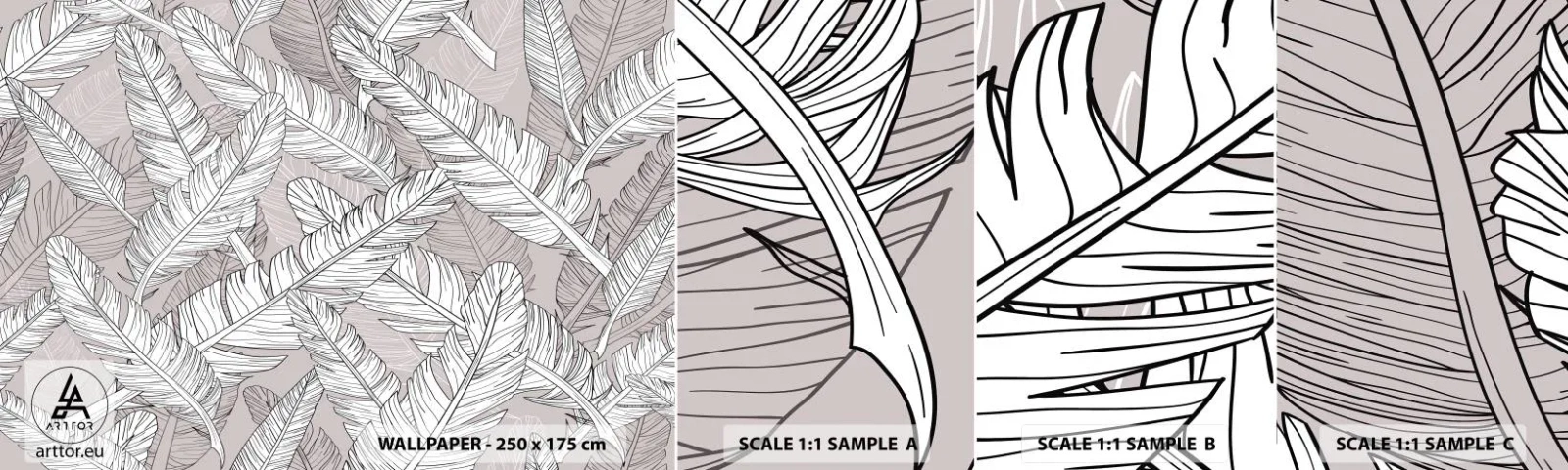 Mostră de Tapet Standard Eco - Vijelie cu pene - Abstracția, Pene de pasăre, Grafică - 100x30 cm