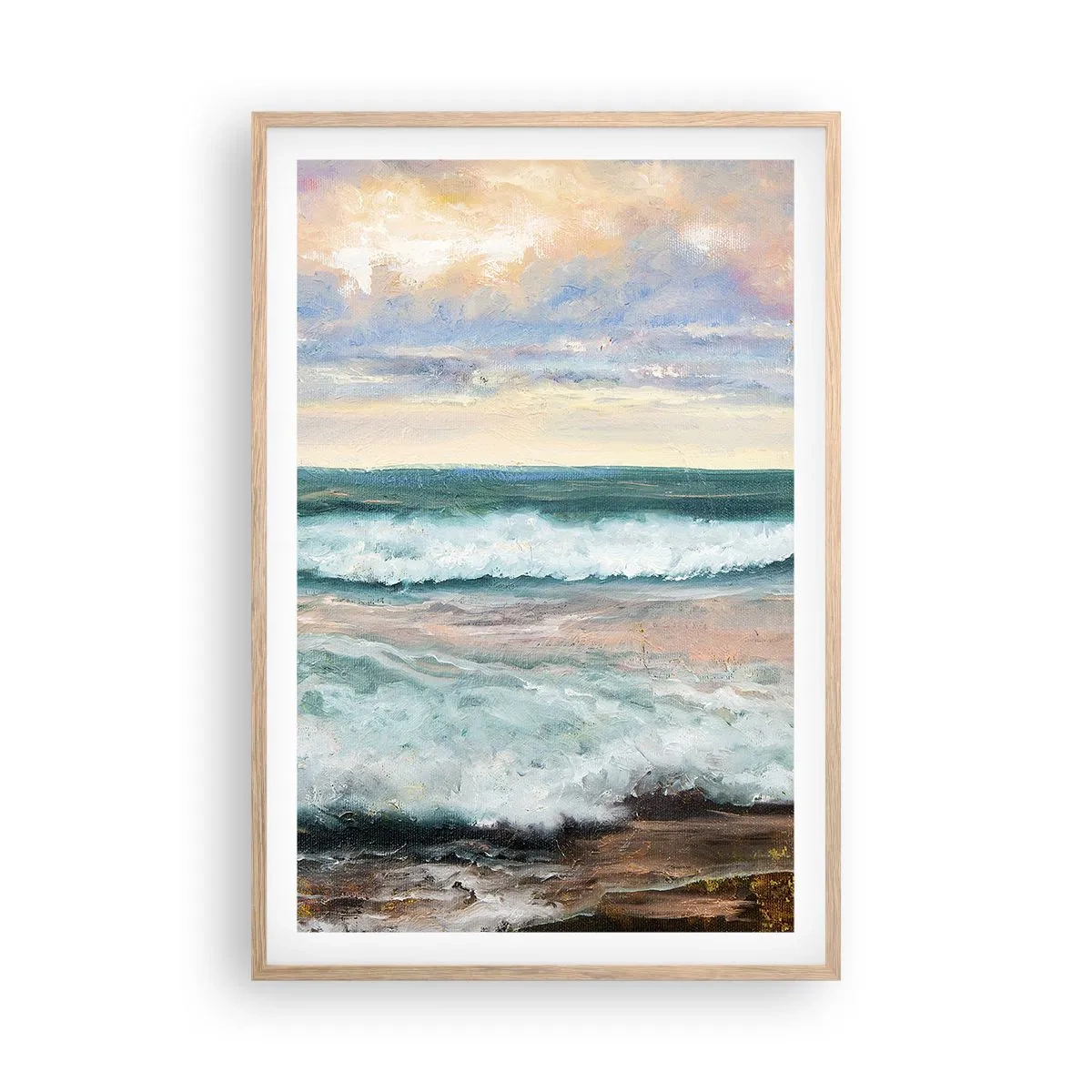 Poster în ramă de stejar deschis - Aici îți vei alina sufletul - 61x91 cm