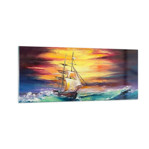 Tablou pe sticlă - Înfruntând valurile - 100x40 cm