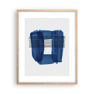 Poster în ramă de stejar deschis - Compoziție albastru-negru - 40x50 cm