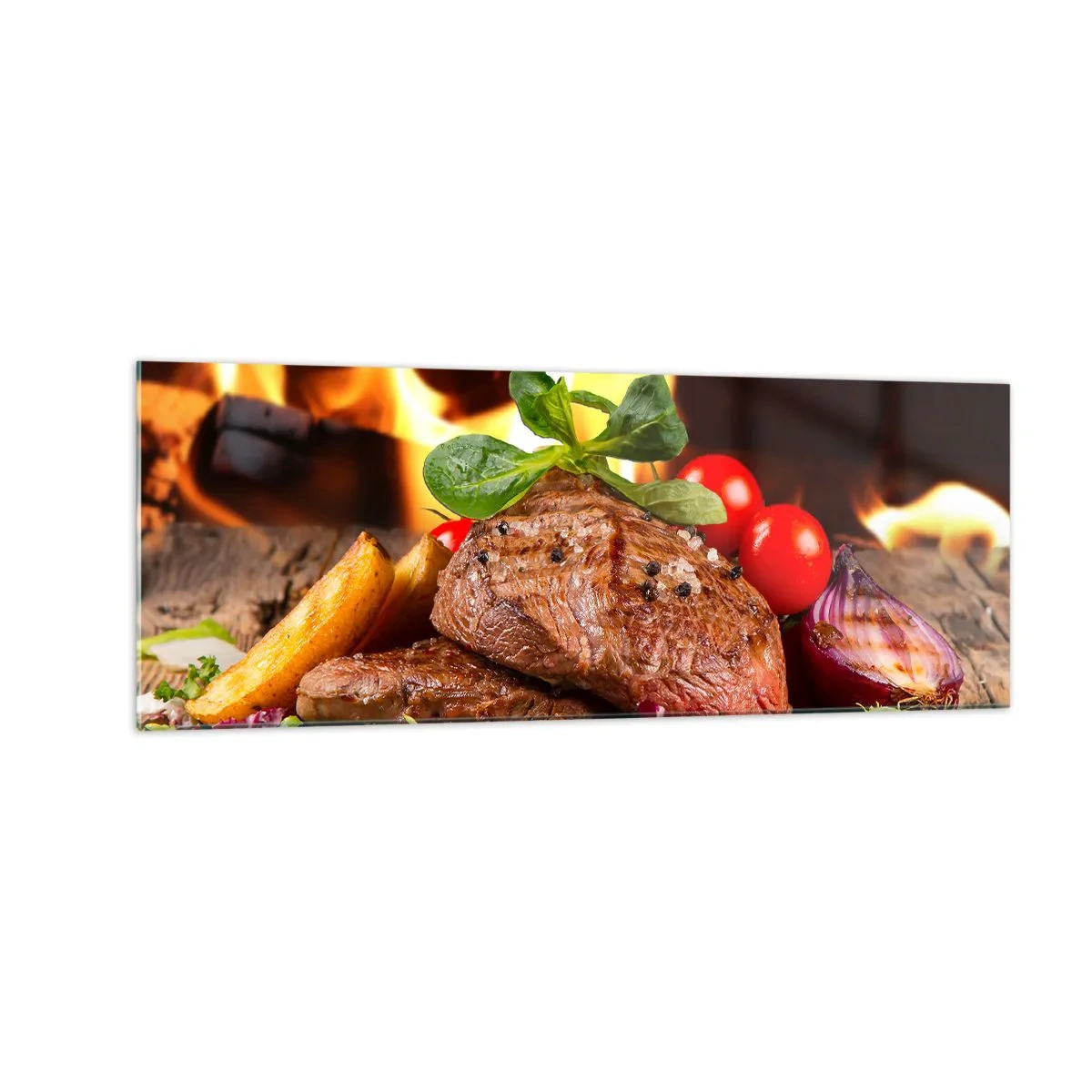 Tablou pe sticlă - Înconjurată de ardoare - 140x50 cm