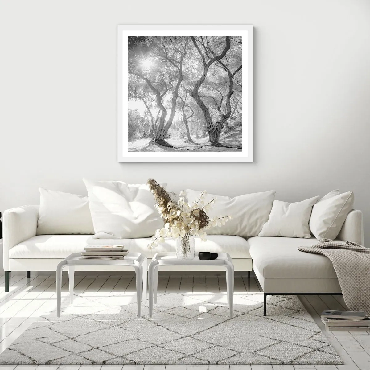 Poster în ramă albă - Într-o livadă de măslini - 30x30 cm