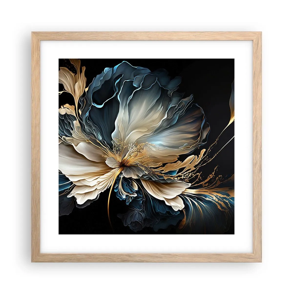 Poster în ramă de stejar deschis - Povestea unei flori de iubire - 40x40 cm