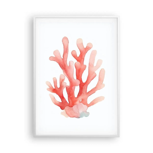 Poster în ramă albă - Culoare de coral - 70x100 cm