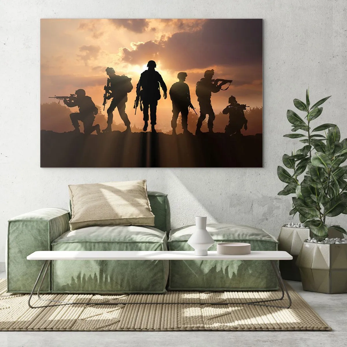 Tablou pe sticlă - Frați de arme - 70x50cm - Brothers in arms - Decorațiune modernă pentru perete pentru living și dormitor ARTTOR