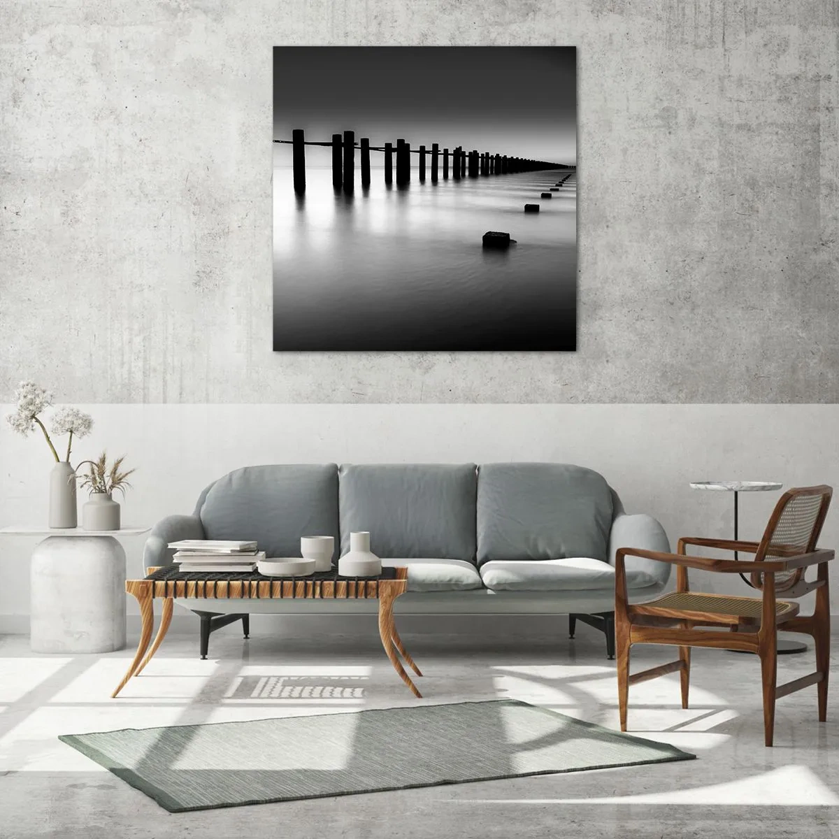 Tablou pe sticlă - În depărtare gri în ceață - 70x70 cm