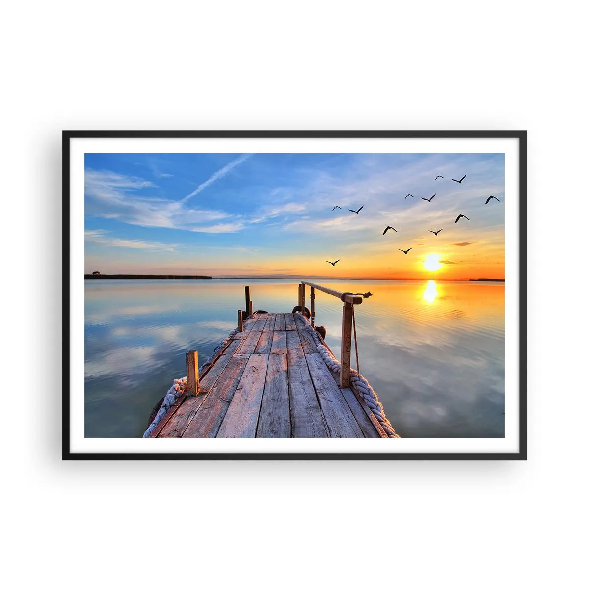 Poster în ramă neagră - Mergând înainte spre soare - 100x70 cm