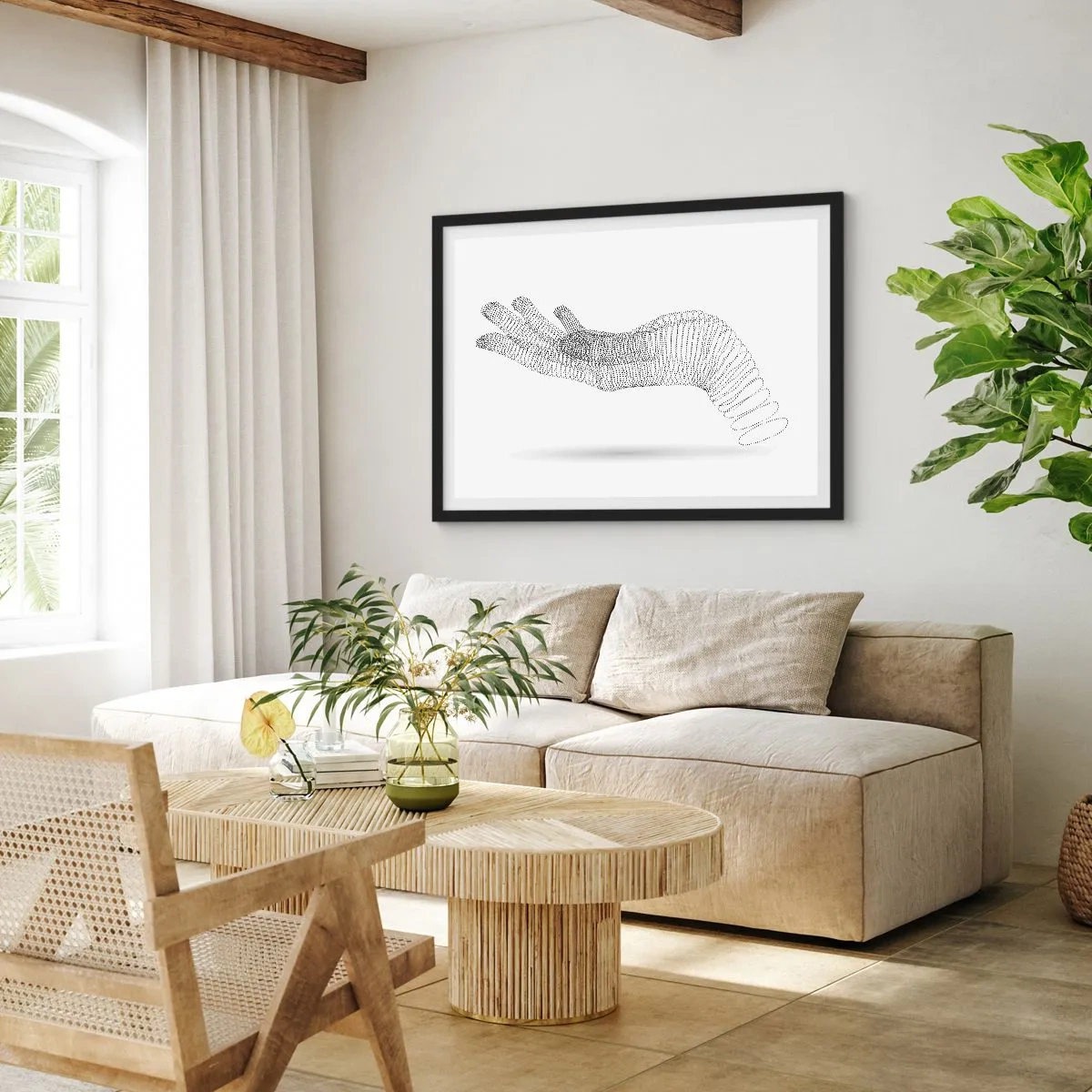 Poster în ramă neagră - Mână arcuită - 100x70 cm