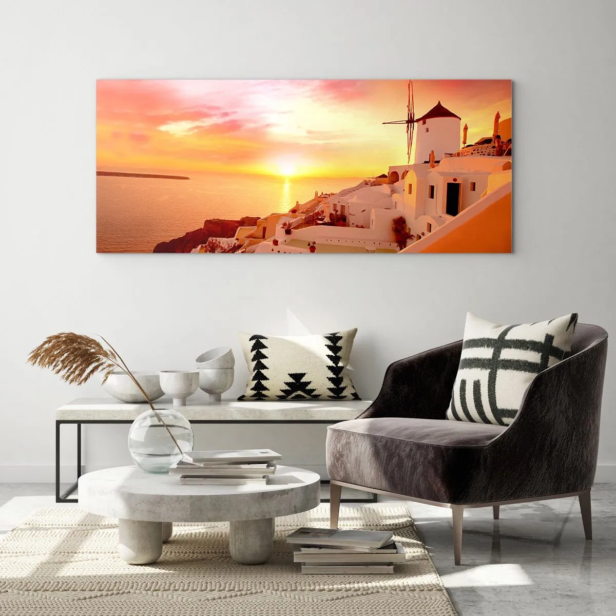 Tablou pe sticlă - Dizolvându-se în alb și auriu - 100x40 cm