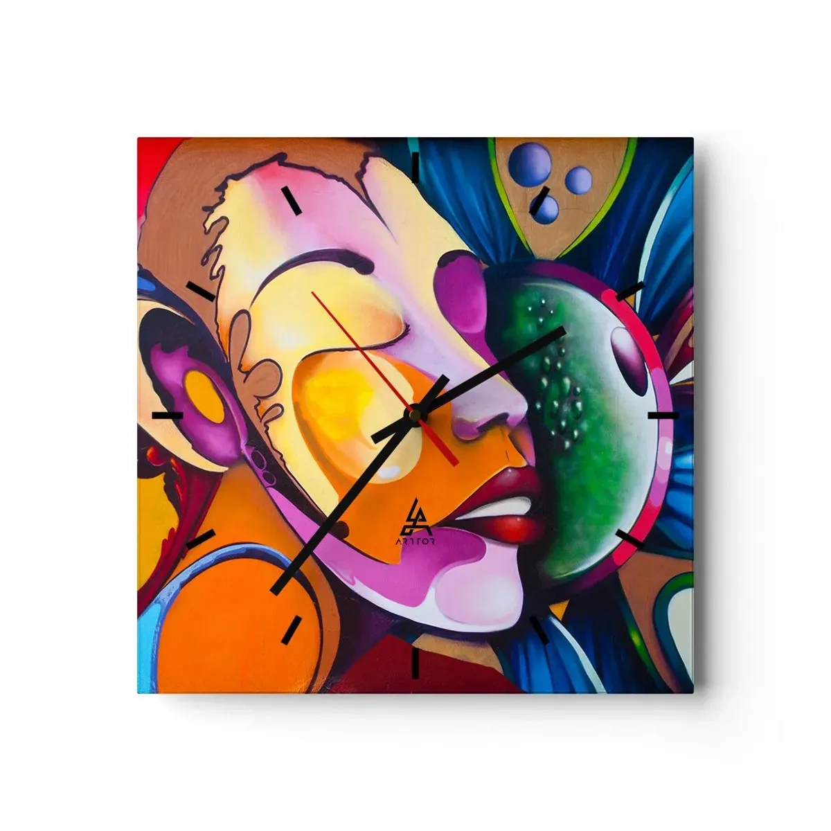 Ceas de perete - Ceas pe sticlă - Atingere de culoare - 30x30 cm