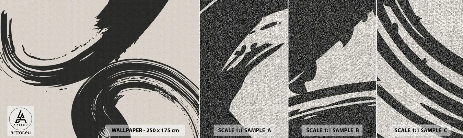 Mostră tapet Premium Canvas - Tare și circular - Bucată, Perie, Minimalism - 100x30 cm