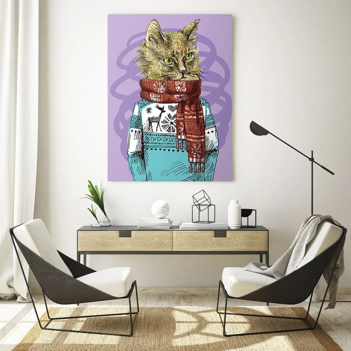 Tablou pe sticlă - Motanul nu numai încălțat - 70x100 cm