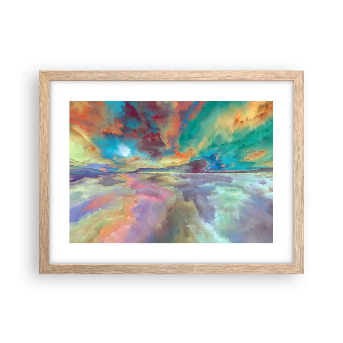 Poster în ramă de stejar deschis - Două ceruri - 40x30 cm