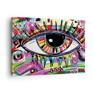 Tablou pe pânză Canvas - Ochi graffiti abstract colorat - 70x50cm - Un ochi colorat - un suflet colorat - Decorațiune modernă pentru perete pentru living și dormitor ARTTOR