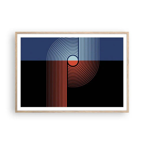 Poster în ramă de stejar deschis - Într-o îmbrăţişare geometrică - 100x70 cm