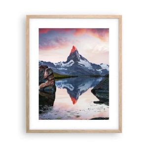 Poster în ramă de stejar deschis - Inima munților este fierbinte - 40x50 cm