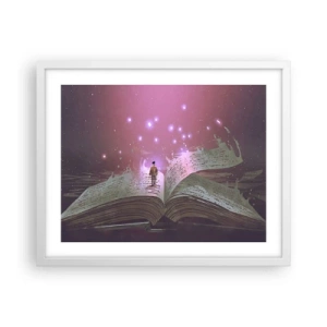 Poster în ramă albă - O invitație către o altă lume - citiți! - 50x40 cm