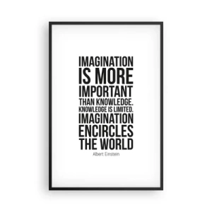 Poster în ramă neagră - Einstein despre puterea imaginației - 61x91 cm