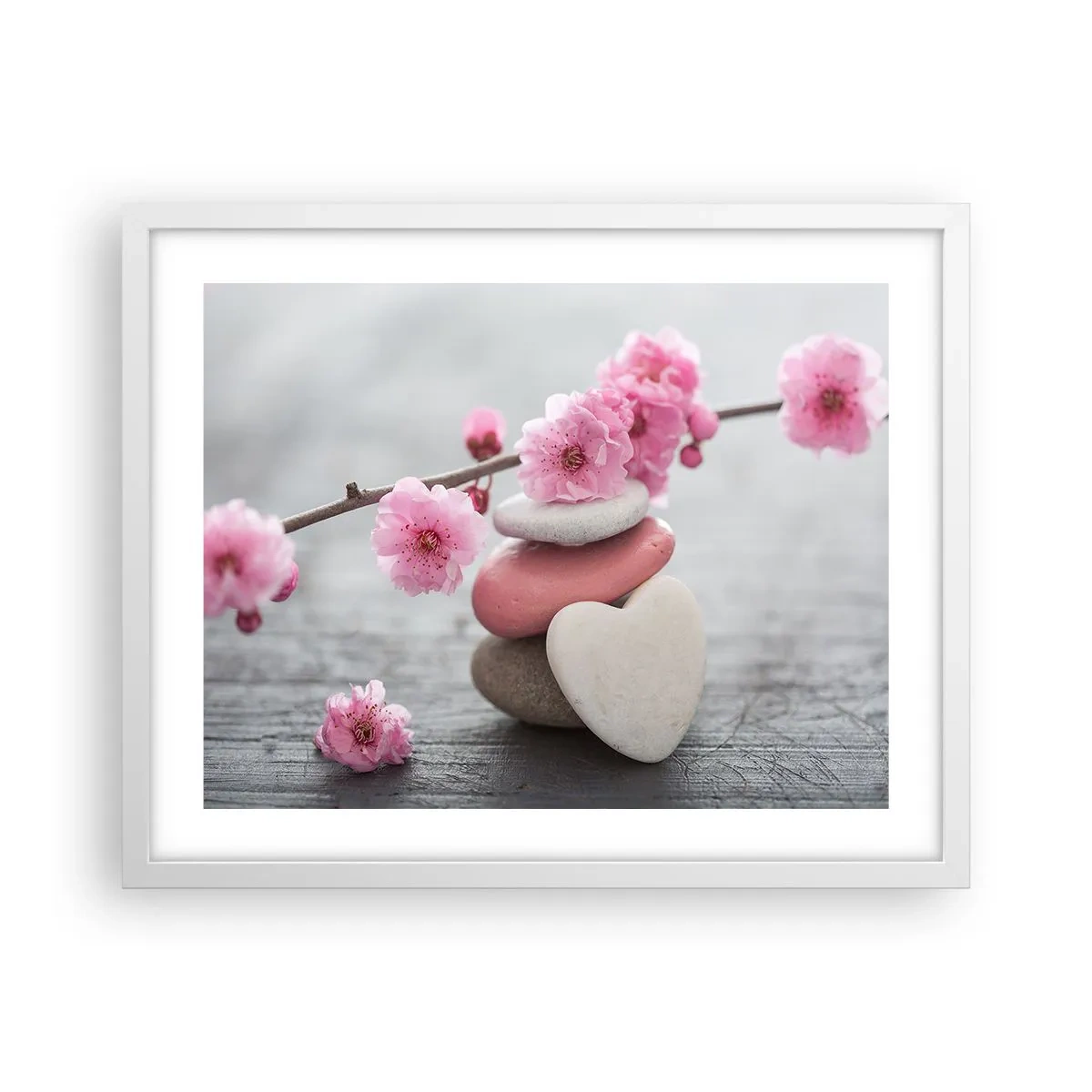 Poster în ramă albă - Fericirea florilor de cireș - 50x40 cm