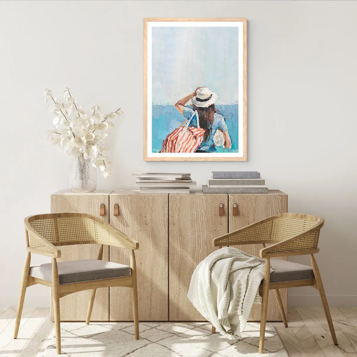 Poster în ramă de stejar deschis - Bine ați venit în concediu - 40x50 cm