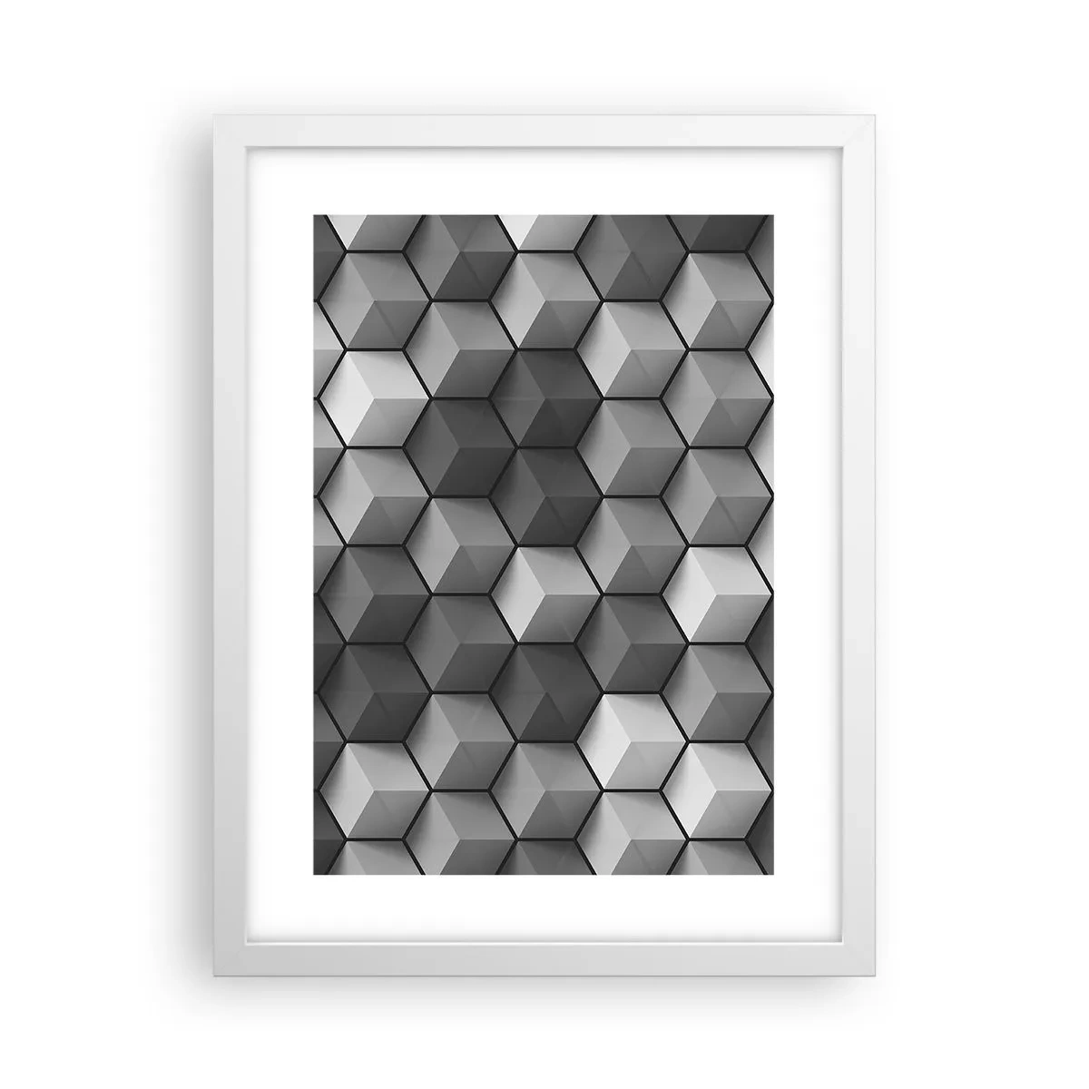 Poster în ramă albă - Puzzle cubist - 30x40 cm
