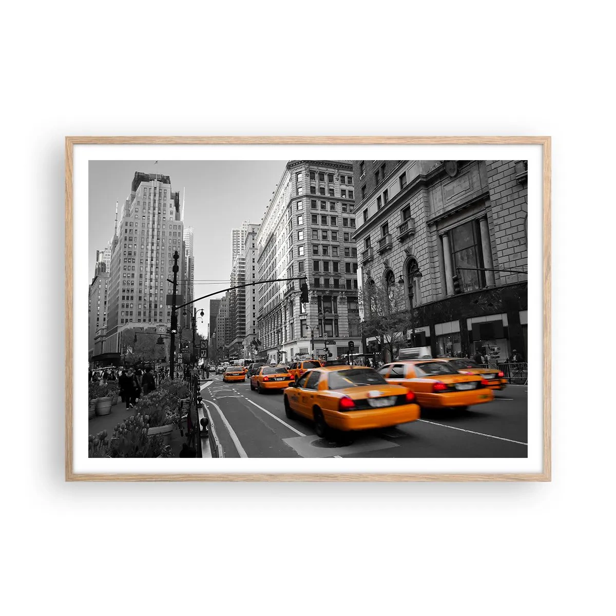 Poster în ramă de stejar deschis - Soarele marelui oraș - 100x70 cm