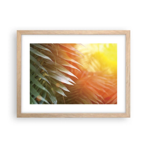 Poster în ramă de stejar deschis - Dimineață în junglă - 40x30 cm