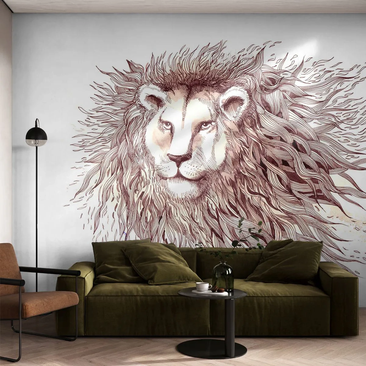 Tapet Autoadeziv Deluxe Sticker - Împăratul flamboaiant - Animale, Leu, Abstracția - 250x175 cm