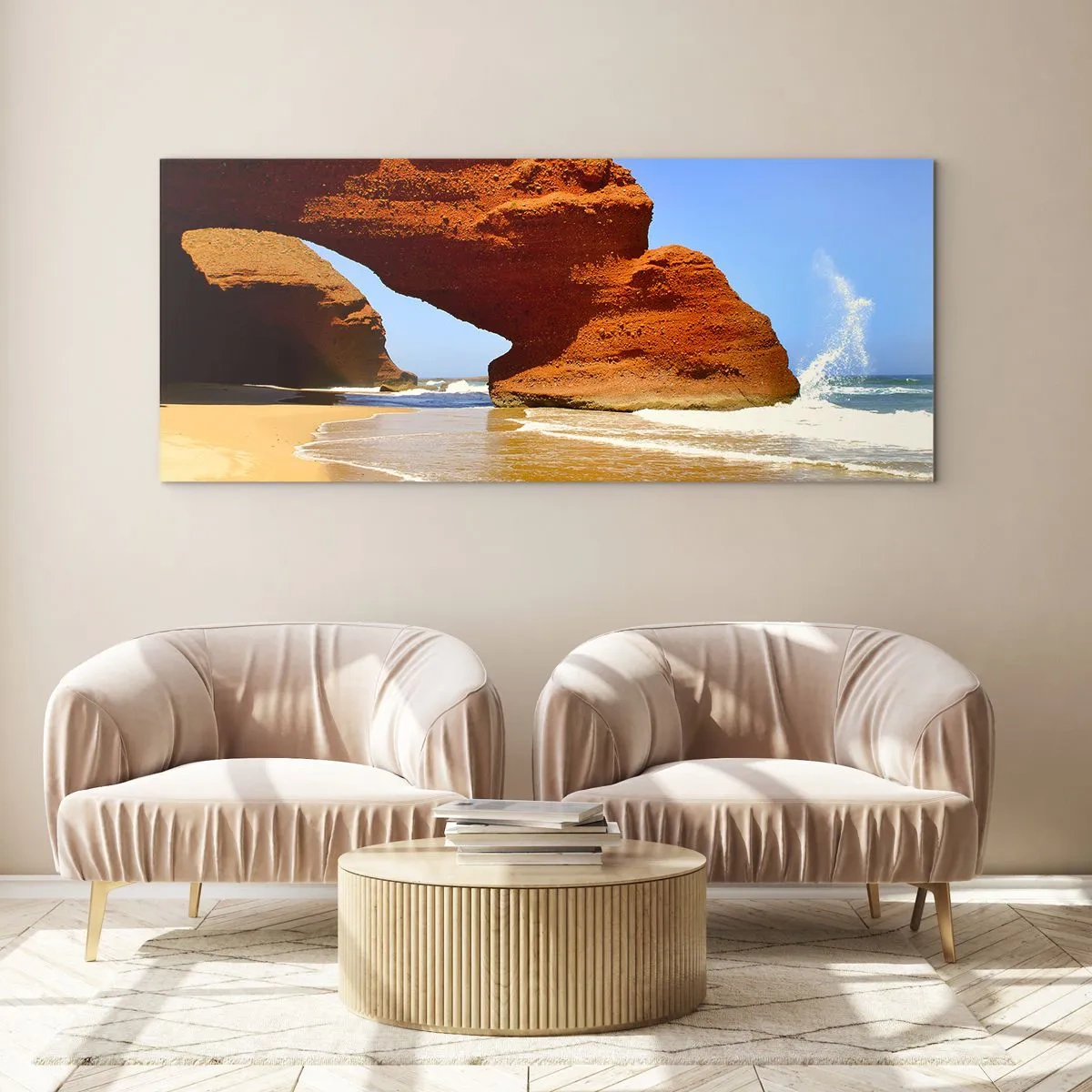 Tablou pe sticlă - Apă și vânt de mii de ani - 100x40 cm