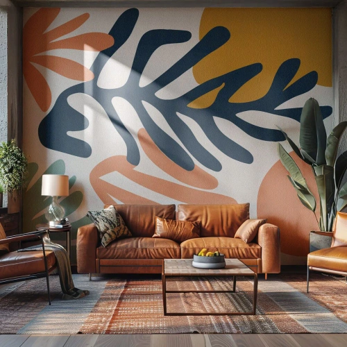 Tapet Premium Sand - Mări de corali - Boho, Minimalist, Frunze - 100x70 cm
