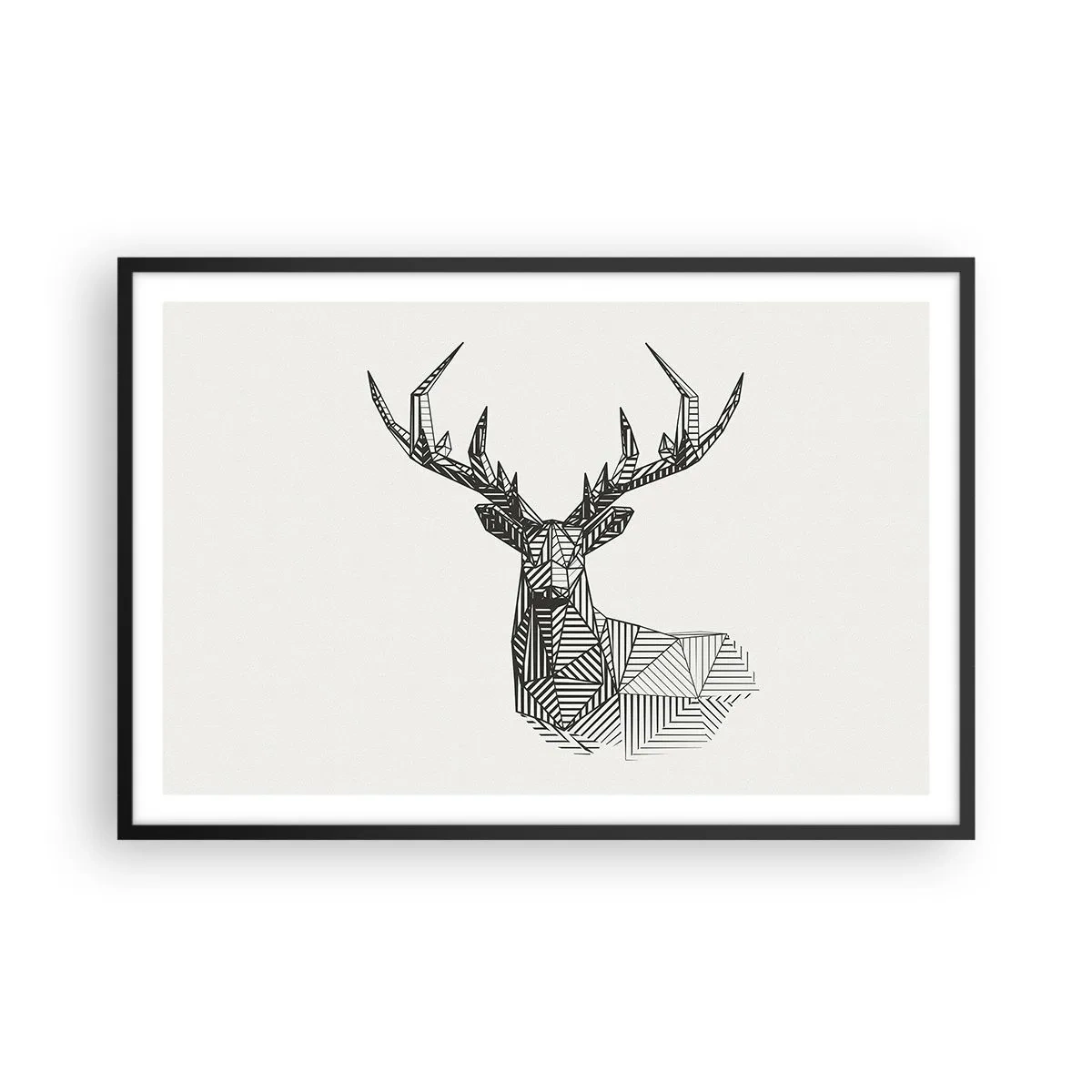 Poster în ramă neagră - Cerb în stil cubist - 91x61 cm