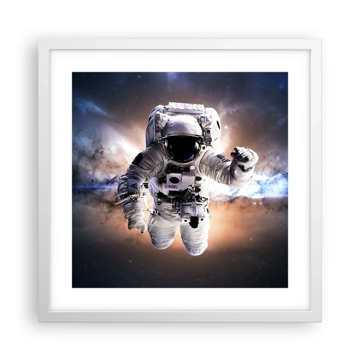 Poster în ramă albă - Salutări din spațiul cosmic - 40x40 cm