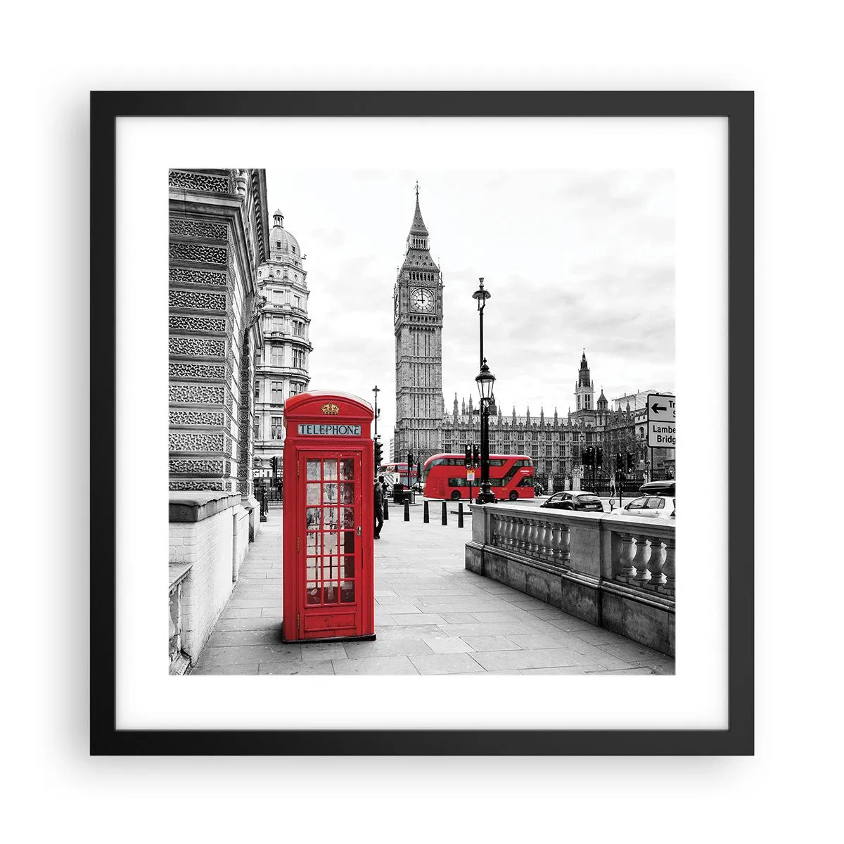 Poster în ramă neagră - Fără îndoială, Londra - 40x40 cm