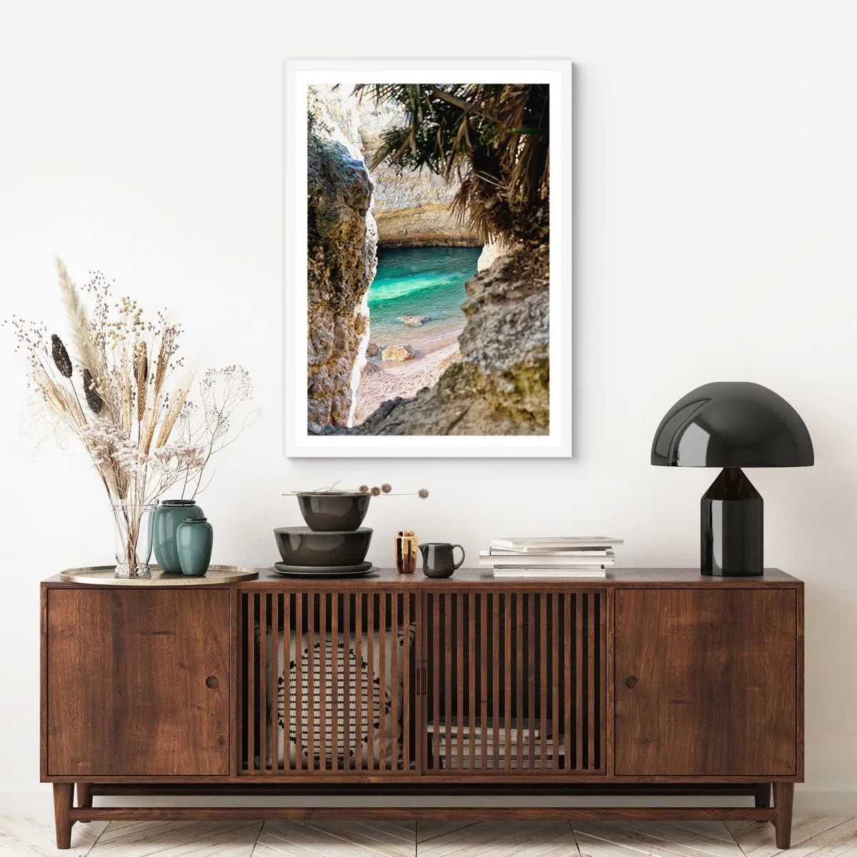 Poster în ramă albă - Golful turcoaz - 50x70 cm