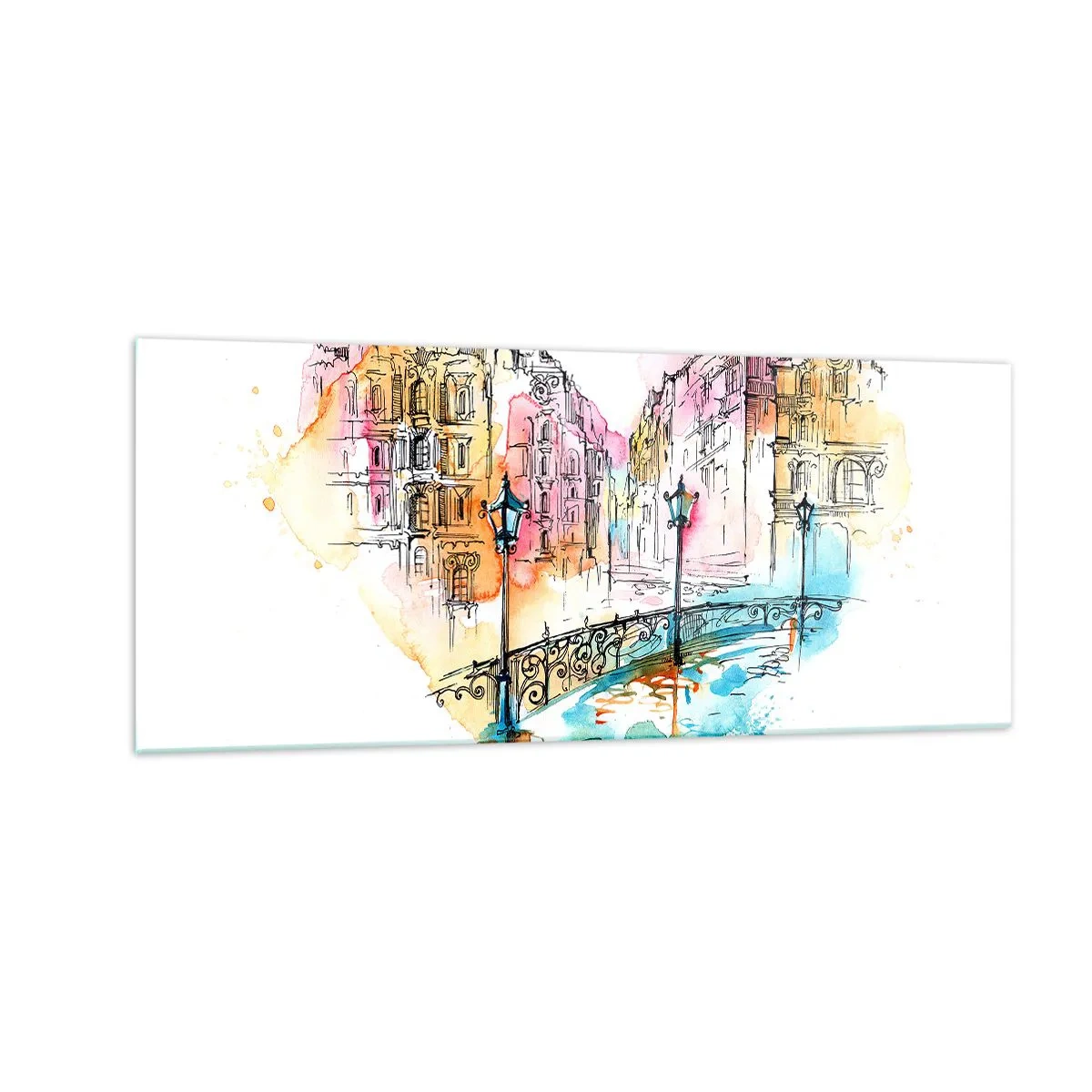 Tablou pe sticlă - Inima orașului - 100x40 cm