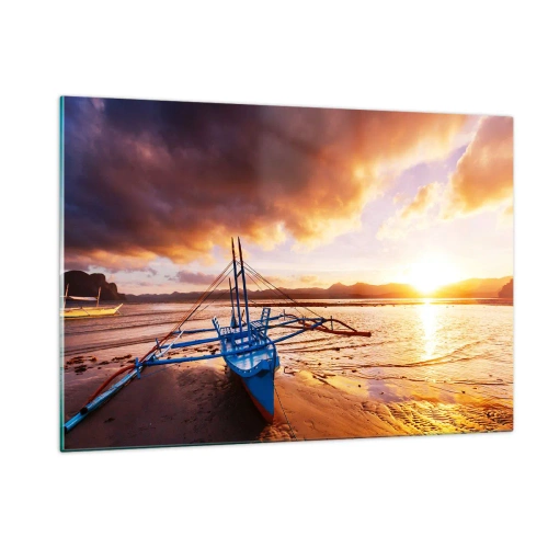 Tablou pe sticlă - După o zi lungă, întindeți-vă pe nisip - 120x80 cm