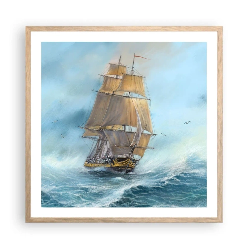 Poster în ramă de stejar deschis - Rulează pe valuri - 60x60 cm