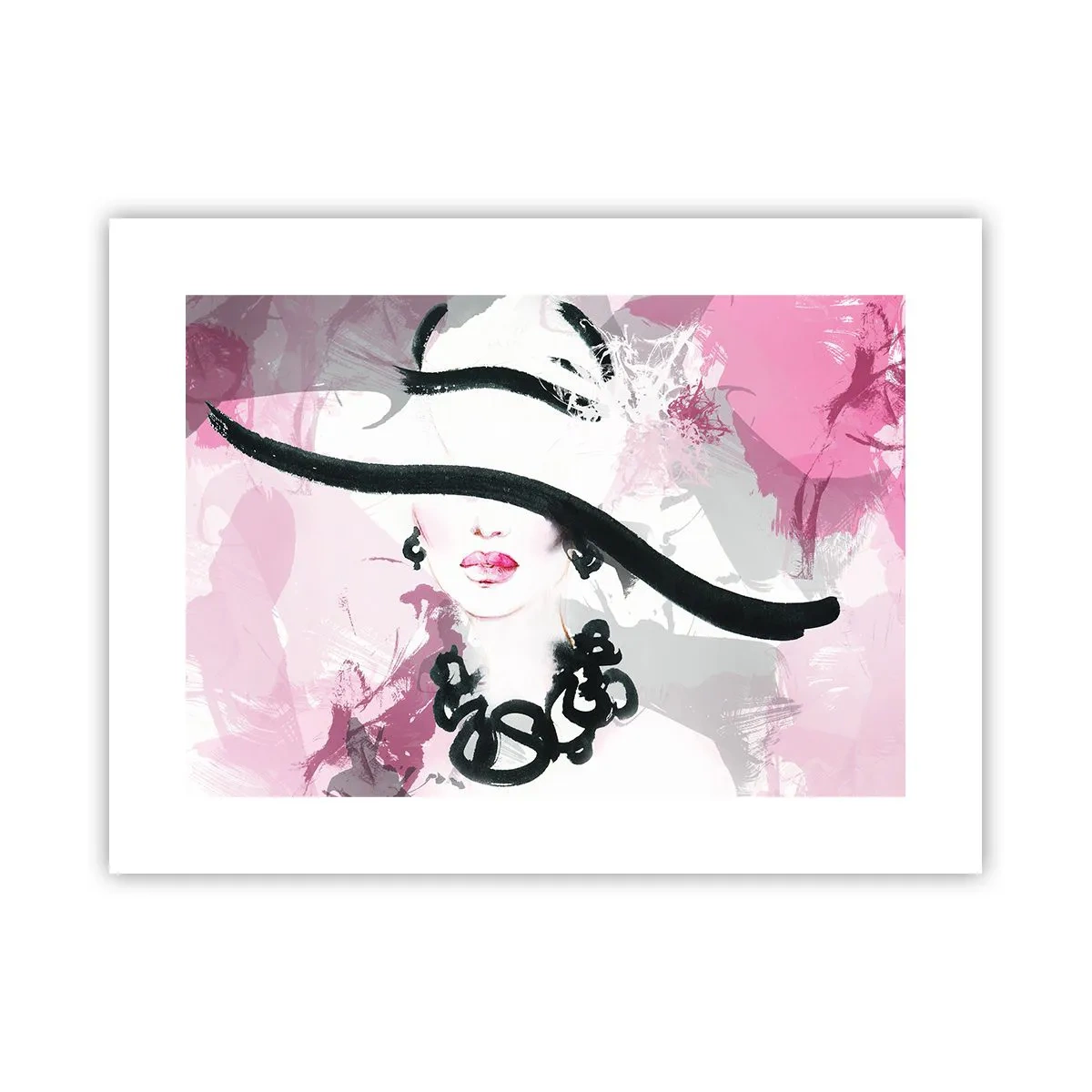 Poster - Studiu unei dame în negru și roz - 40x30 cm
