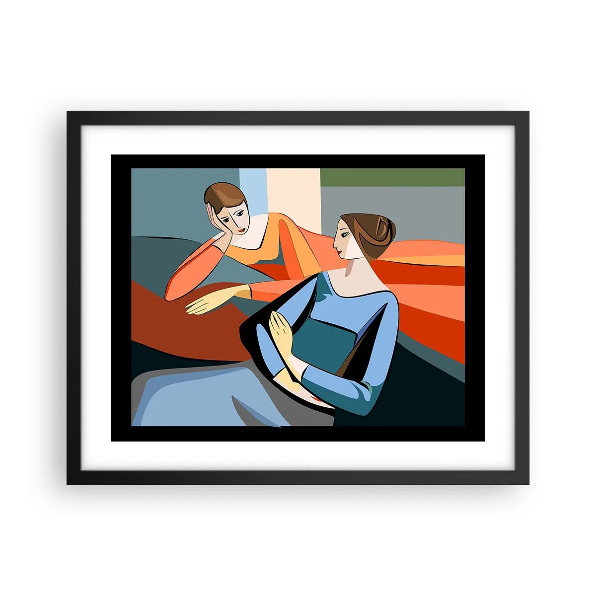 Poster în ramă neagră - Un moment de confidențe - 50x40 cm