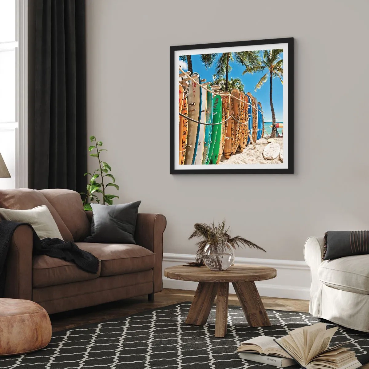 Poster în ramă neagră - Distracție însorită - 60x60 cm